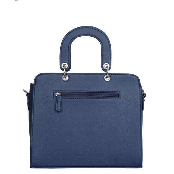 Vegan Leather Blue Colour Handbag for Women – Top-Handle Tote Bag, Satchel Purse - Picture 9 of 10